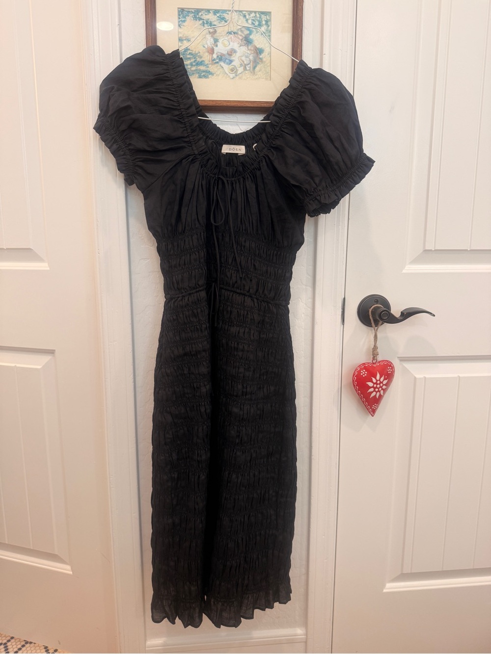 Doen Rosalyn Black Smocked Dress